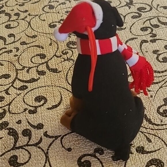Festive Rotweiler Plush Ornament with Santa Hat - Picture 3 of 6